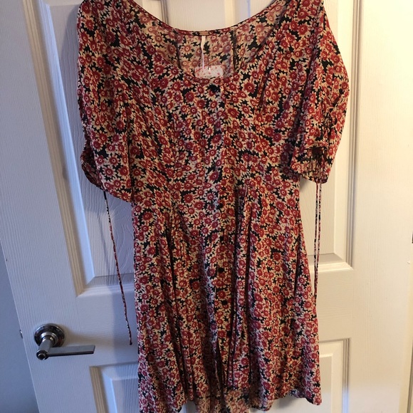 NWT Free People Laced Up Mini Dress Red and Black Size M - Picture 3 of 5